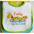 OEM Produce Cartoon Customized Logo Printed White Cheap Cotton Terry Baby Feeder Apron Bibs